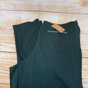 Shein Frenchy Plus High‎ Waist Zip Details Pants Dark Green 2XL 16